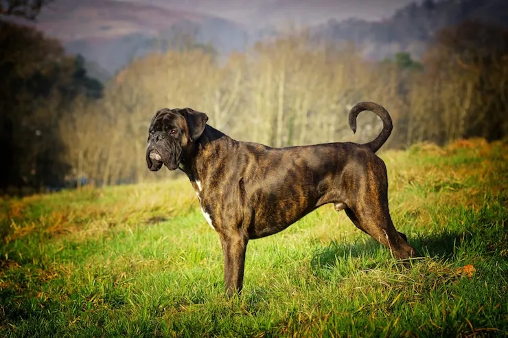 Boxador dog standing in portrait